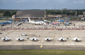 Event attendees gather for the final day of the 2017 Andrews Air Show