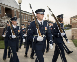 U.S. Air Force Honor Guard members march 